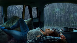 Deep Sleep with Soothing Rain and Night Thunderstorm Outside the Camping Car Window [upl. by Gideon]