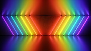 Rainbow Spectrum Neon Tubes Flickering Flashing Glow Light 3D Lasers 4K DJ Visuals Loop Background [upl. by Nahc]