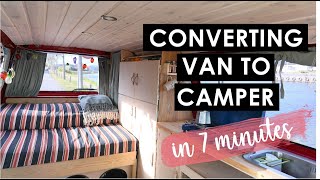 Converting Van to Camper in 7 Minutes  VW Transporter T4 [upl. by Ameehs]