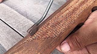 Gunstock Checkering  Checkering Popor Kayu Mangga [upl. by Orlosky10]