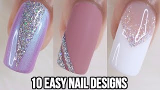 10 EASY GLITTER NAIL IDEAS NAIL ART COMPILATION [upl. by Curhan718]