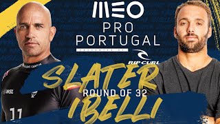 Kelly Slater vs Caio Ibelli MEO Pro Portugal  Round of 32 Full Heat Replay [upl. by Enileqcaj]