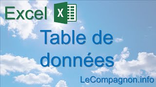 Excel  Table de données [upl. by Aenej]