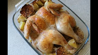 Oven Baked Butterfly Chicken with Garlic Lemon and Potatoes [upl. by Winfrid]