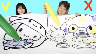 시나모롤 3마카 첼린지 라임 vs 라파 3마커 챌린지 Sanrio Drawing 3 Marker Challenge  LimeTube 라임튜브 [upl. by Nalor]