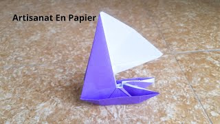 Bateau Voilier Origami  Voilier en Papier  Artisanat En Papier [upl. by Yralam]