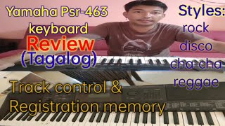 yamaha psre463 keyboard review tagalog track control registration memory voices and stylesknob [upl. by Einolem50]