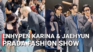 엔하이픈 카리나 재현 ENHYPEN amp aespa Karina and NCT Jaehyun Interactions At Prada fashion Show in Milan 2024 [upl. by Berthe]