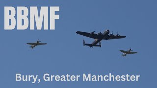 BBMF Rare Sight amp Sound Over Bury North Manchester Lancaster Bomber Spitfire amp Hurricane 270523 [upl. by Glover]