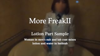 Woman in mens suit and lab coat mixes lotion and water in bathtub [upl. by Violante854]