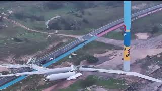 Giant turbines blown over by Typhoon Yagi Wenchang City China [upl. by Arhsub]