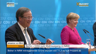 Landtagswahl NordrheinWestfalen Pressekonferenz von Angela Merkel und Armin Laschet [upl. by Acinorev]