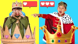 Rich King Kaden vs Kind King Eric Royal Challenge Lesson about Sharing [upl. by Asalocin]