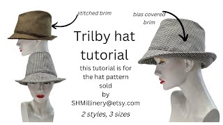 Trilby Hat Tutorial for PDF pattern available from shmillineryetsycom [upl. by Regdirb]