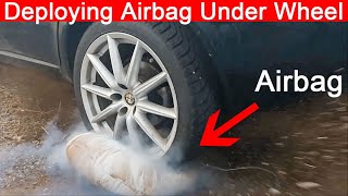 Removing Dent Using Airbag Activating Airbag Under the Wheel Launching Wheel into the Air [upl. by Hameerak]