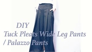 DIY Tuck Pleats Wide Leg Pants  Palazzo Pantsㅣmadebyaya [upl. by Travax]