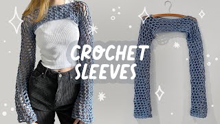 easy fishnet sleevesshrug  crochet tutorial [upl. by Anim]