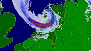 Buienradar timelapse storm  5 juli 2023  Zeer zware zomerstorm Poly [upl. by Saoj]