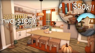 Bloxburg  50K TwoStory Autumn Family Home  Speedbuild [upl. by Ynos574]