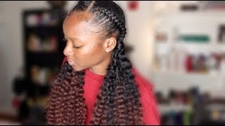 TWO BRAIDS amp CROCHET CURLS Feat TrendyTresses1com  Natural Hair [upl. by Leiria]