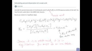 Aleks Calculating percent dissociation of a weak acid [upl. by Velvet]