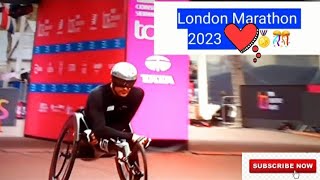 The Finish I Elite Wheelchair Men marcelhug 🇨🇭 I London Marathon 2023 [upl. by Atel]