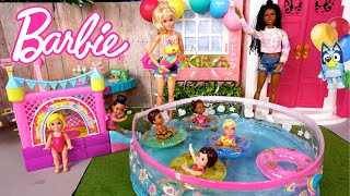 Barbie amp Ken Doll Family Getting Ready for Birthday Pool Party [upl. by Stark]