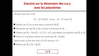 Exercice sur la dimension des sev avec les polynômes et montrer un isomorphisme [upl. by Formenti]