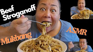 Delicious Beef Stroganoff Pasta ASMR Mukbang Eating Show [upl. by Yeleak]