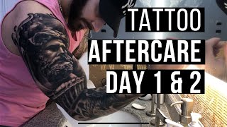 How To Treat A New Tattoo Healing ProcessAftercare DAY 1 amp 2 [upl. by Terza679]