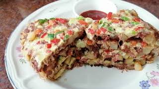 How to Make Corned Beef Omelette Ala Pizza  Omelette Recipe  Breakfast Recipe [upl. by Marden168]