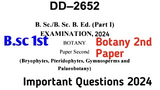 Bsc First Year Botany Second Paper  Bsc First year Botany Durg University 2024 Important Question [upl. by Tedie]