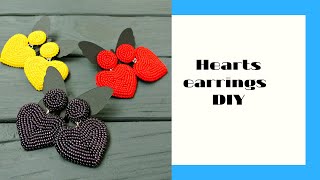 Seed beads Earrings Hearts DIY Tutorial Beading [upl. by Orfield]