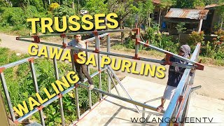 INSTALLATION WALL FRAMING STEEL TRUSSES DESIGN FOR STORE ROOF IN PHILIPPINES  TIMELAPSE [upl. by Dnartreb547]