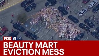 Large crowd gathers after beauty store eviction  FOX 5 News [upl. by Weixel]