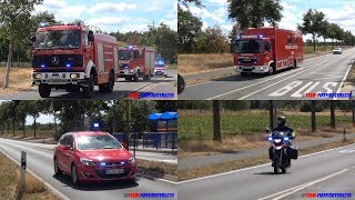 Flächenbrand in Mörfelden Einsatzfahrten FF  DRK  ASB  Gefahrenabwehr Landkreis Groß Gerau [upl. by Esiocnarf]