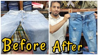 How to make ripped jeans  How to distress jeans  How to ripped jeans at home  Scratch Jeans [upl. by Einnahpets]