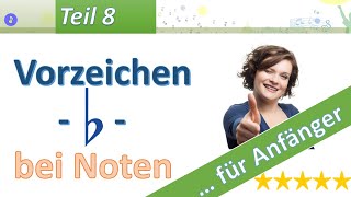 Noten lesen lernen  Lektion 8  Noten mit Vorzeichen b [upl. by Yenterb]