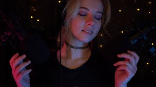 ASMR  close up Unintelligible Whispering slow Mic Scratching amp Visuals  layered sounds clicky [upl. by Klina]