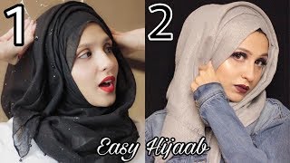 How to make Hijab with loops easily  Two Easy and Amazing Hijab Styles with loops  Hijab Tutorial [upl. by Elmajian]