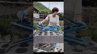 Satisfying Process Of Simple Clamp Tool Holding And Loading Porous Concrete Bricks [upl. by Grannias741]