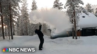 WATCH Boiling water turns into snow and ice in freezing Finland [upl. by Erminia]