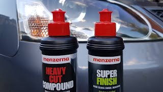 Menzerna Heavy Cut Compound 400 amp Menzerna Super Finish 3500 Headlight Restoration menzerna [upl. by Eliath634]