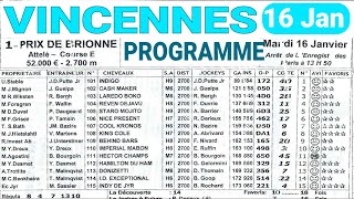 Prix De Erionne 16 Jan Pronostic Quinté du demain VINCENNES [upl. by Atorod]