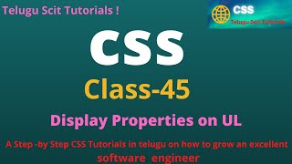 CSSClass45Display Properties Unordered ListCSS Tutorial for Beginners  in Telugu and English [upl. by Aneryc]