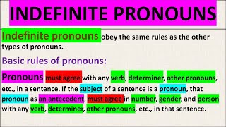 INDEFINITE PRONOUNS Singular Plural amp Mixed [upl. by Lindberg]