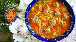 Sopa de Fideo con Albondiguitas Calientita y Llenadora [upl. by Assirem]