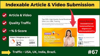 Create High Quality Indexable Do Follow Article Submission amp Video Submission Backlink backlinks [upl. by Trinl314]