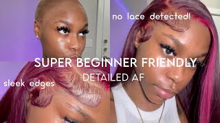 Detailed Side Part Pink Purple Wig Install Tutorial  Beginner Friendly  Megalook Hair [upl. by Hilleary]