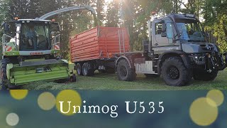 Neue Leistungsklasse Unimog U535 Agrar von Henne im Einsatz beim 1 Grünlandschnitt 2022 [upl. by Aynatahs573]